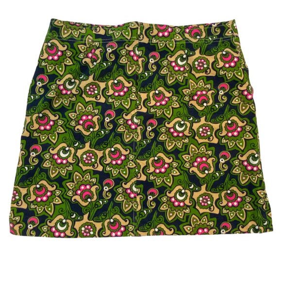 Lilly Pulitzer Floral A-Line Skirt Size 6 Green Pink Cotton/Spandex Blend - Picture 4 of 8